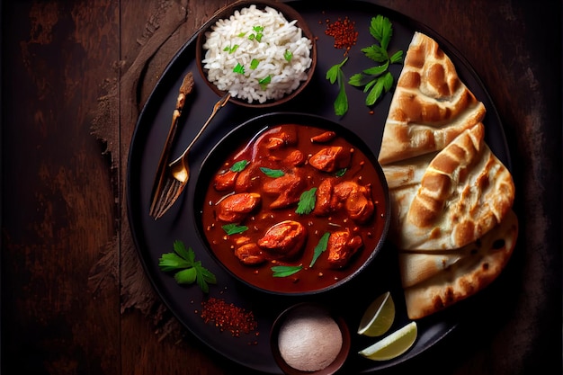 Traditional Chicken tikka masala spicy curry meat food