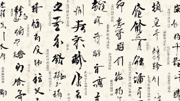 A traditional Chinese calligraphy wallpaper with flowing elegant characters in black ink on a light parchment background The calligraphy is detailed and expressive with the characters arranged in