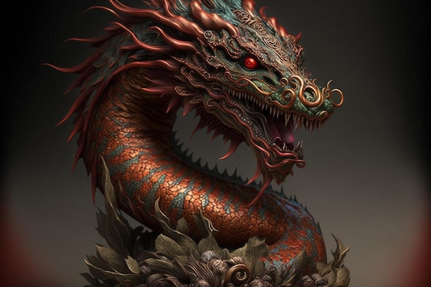 Traditional Chinese Dragon on dark backgrpund illustration