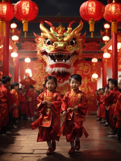 Traditional Chinese dragon on festive 2024 New Year symbol Chinese New Year