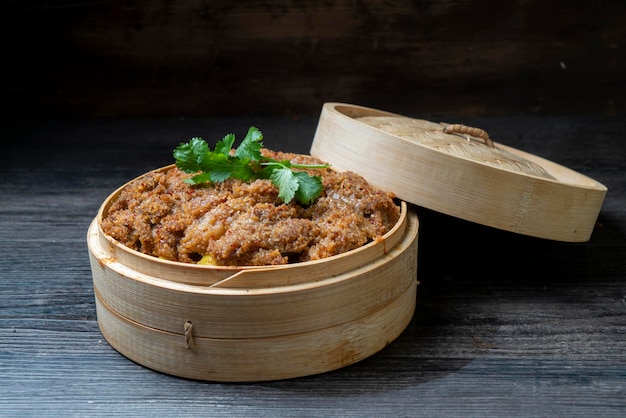 Traditional Chinese food steamed mutton with flour