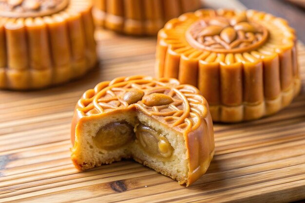 Traditional Chinese Mooncake with Salted Egg YolkA Festive Delicacy Celebrating MidAutumn Festival