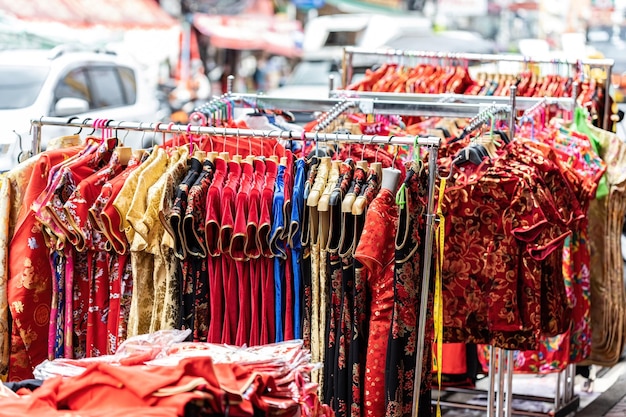 Traditional Chinese New Year style outfit on the market in China Town, Bangkok