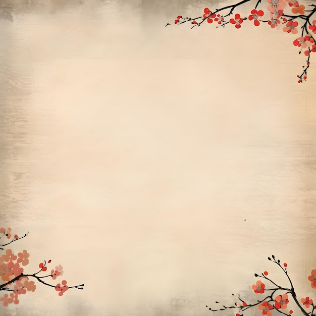 Traditional chinese painting flower on Old vintage paper background Classical Style brown hanji