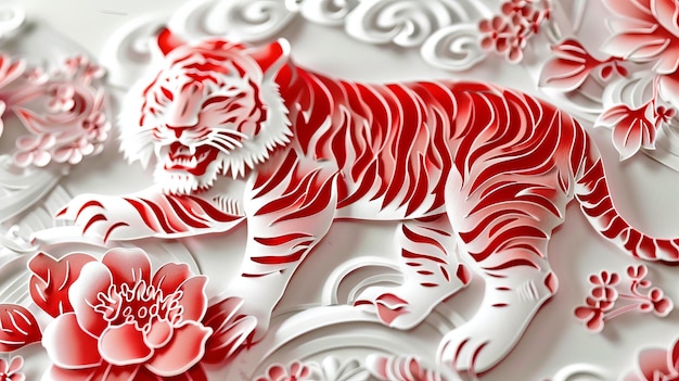 Traditional Chinese paper cut Zodiac sign Tiger