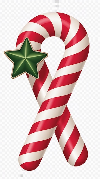 Photo traditional christmas candy cane isolated on transparent background generative ai