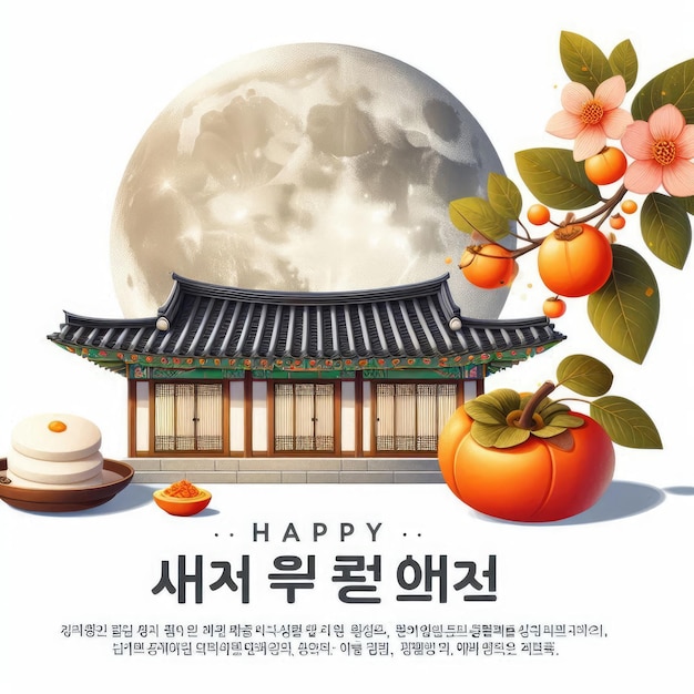 Photo traditional chuseok background in flat style