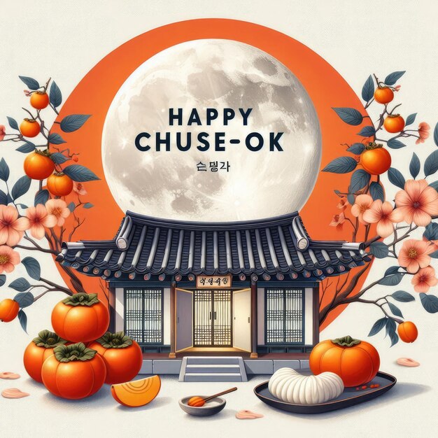 Photo traditional chuseok background in flat style