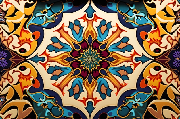 Traditional colored arabic pattern mosaic background Generative AI