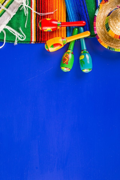 Traditional colorful table decorations for celebrating Fiesta.