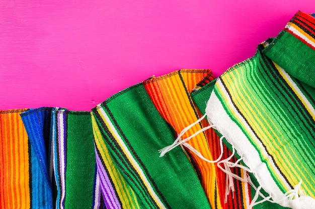 Traditional colorful table decorations for celebrating Fiesta.