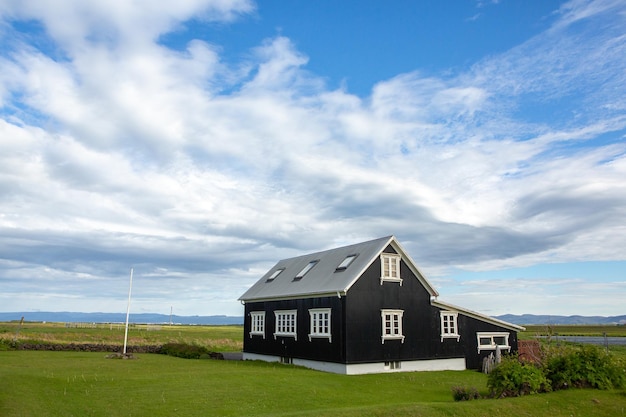 Traditional colorful wooden house from Iceland.