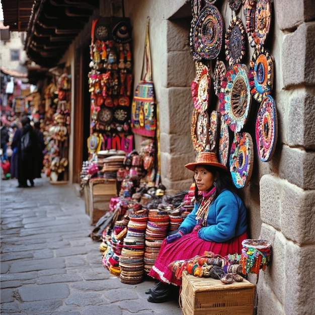 Photo the traditional crafts and marketplaces in cusco peru