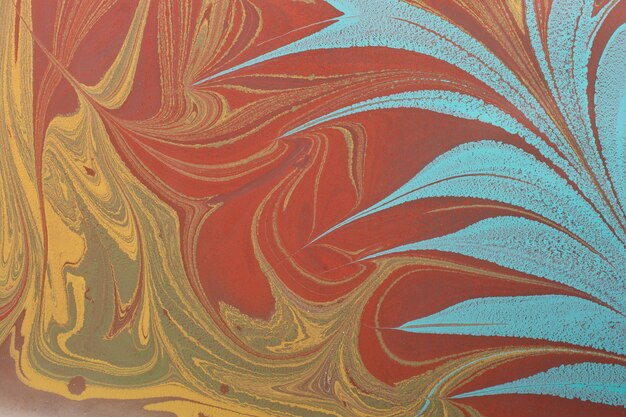 Traditional creative art of Ebru marbling abstract acrylic paints