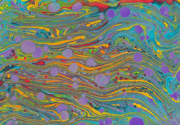 Traditional creative art of Ebru marbling abstract acrylic paints