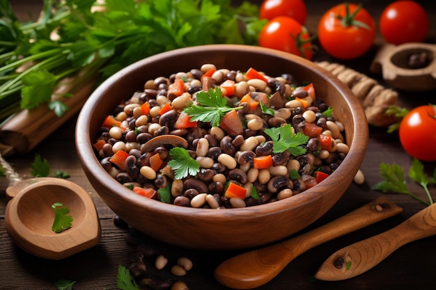 Traditional delicious furnish food dried black eyed peas salad name guru