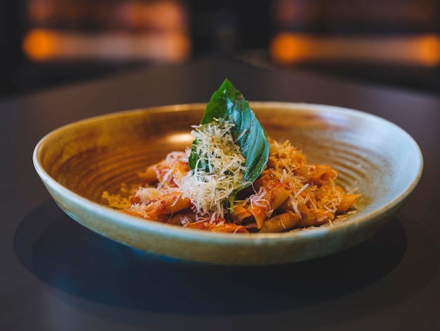 Traditional delicious italian pasta on the table