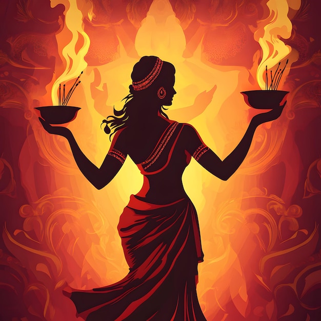 Photo traditional dhunuchi dance for durga puja in vector art