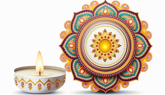 Traditional Diwali banner Illustration of people celebrating Diwali a light festival in India