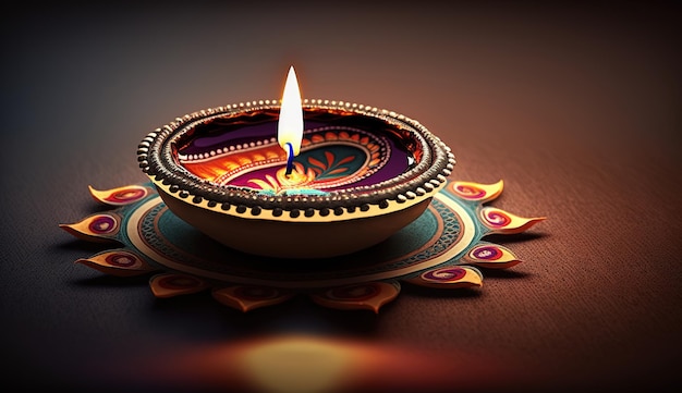 Traditional Diwali banner Illustration of people celebrating Diwali a light festival in India