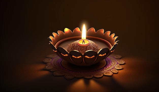 Traditional Diwali banner Illustration of people celebrating Diwali a light festival in India