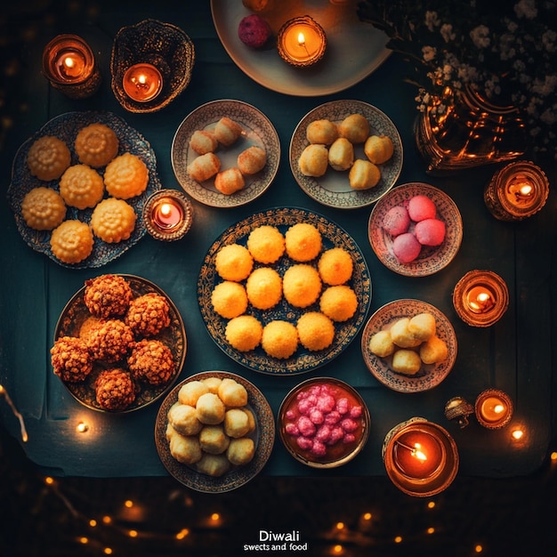 Photo traditional diwali sweets ladoos barfis and festive treats