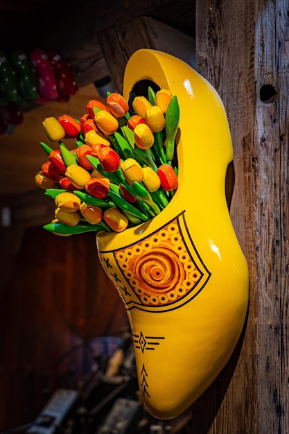 Traditional dutch wooden clogs wedding