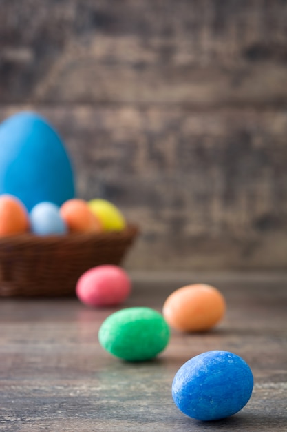 Traditional Easter eggs in a basket