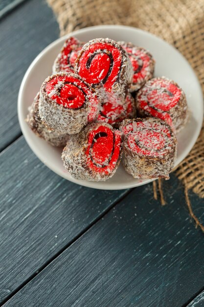 Traditional eastern desserts on wooden background