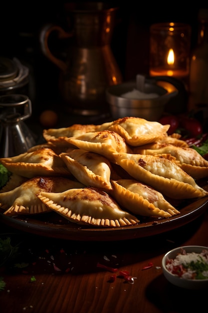 Traditional empanadas with meat and vegetables