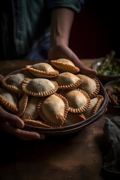 Traditional empanadas with meat and vegetables