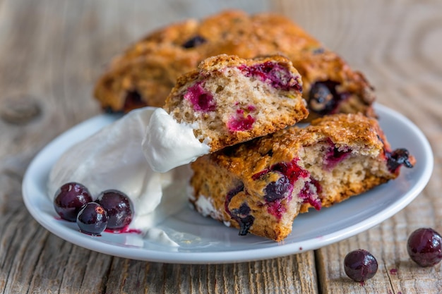 Traditional English homemade scones closeup