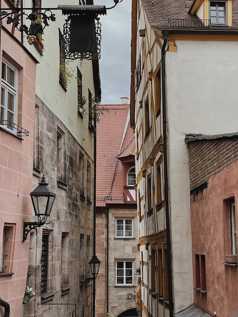 Photo traditional european old town buildings old historic architecture in nuremberg germany