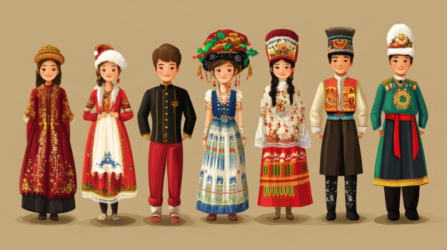 Photo traditional folk costumes russia ukraine belarus moldova national dress cultural heritage