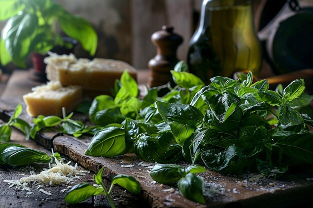 Photo traditional food vegetable top basil