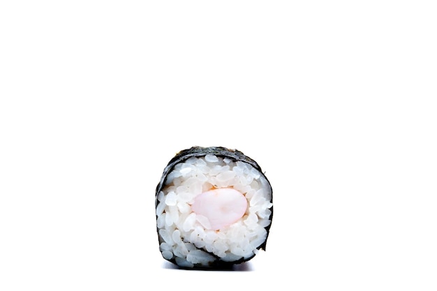 Traditional fresh japanese sushi rolls isolated on white background