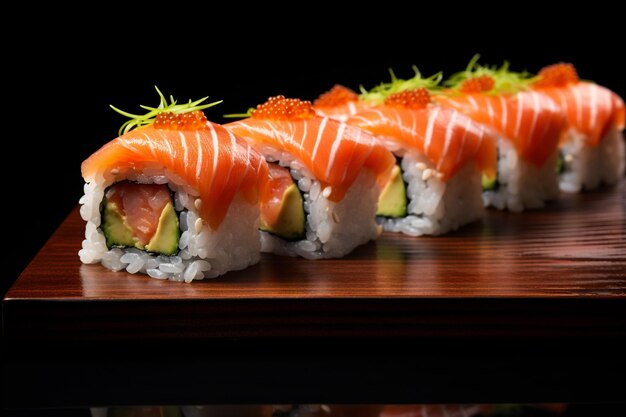 Traditional fresh japanese sushi rolls isolated on white background