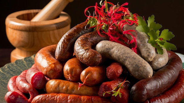 Photo traditional georgian cuisine sausage