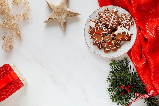 Traditional gingerbread cookie on a plate