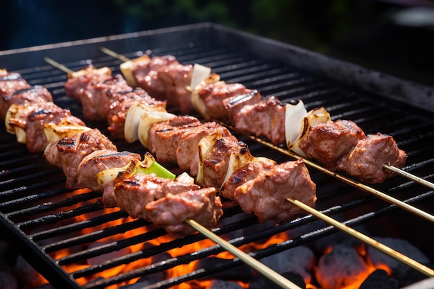 Traditional Greek Souvlaki Skewers on the Grill