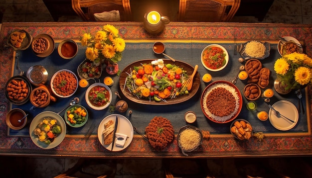 a traditional HaftSeen table from above