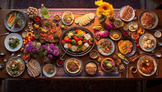 a traditional HaftSeen table from above