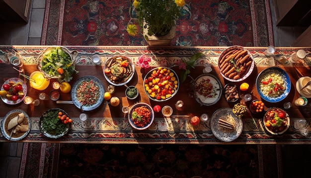 Photo a traditional haftseen table from above