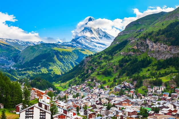 Traditional houses in Zermatt Switzerland