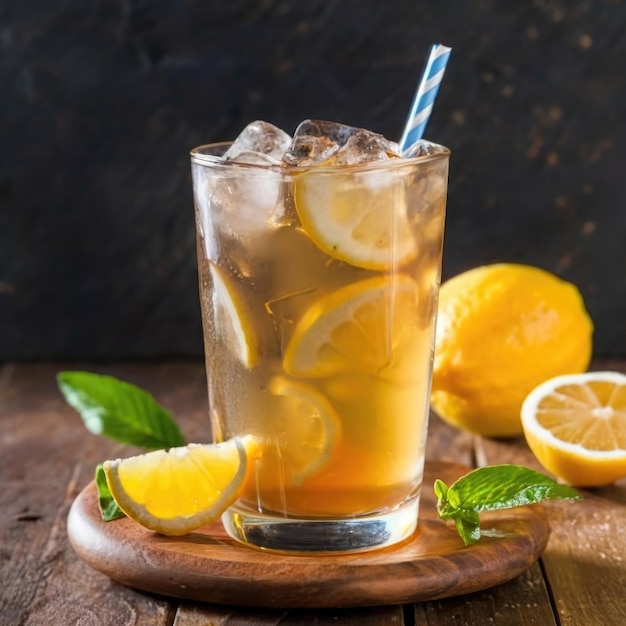 Traditional iced tea with lemon