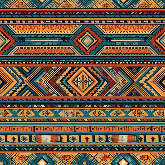 Traditional Inca Geometric Pattern with Vibrant Colors