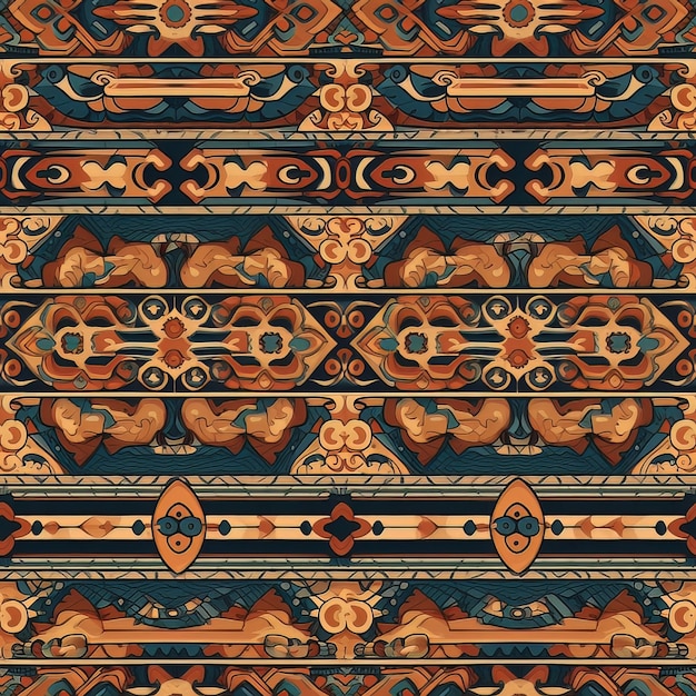 Traditional Inca Geometric Pattern with Vibrant Colors