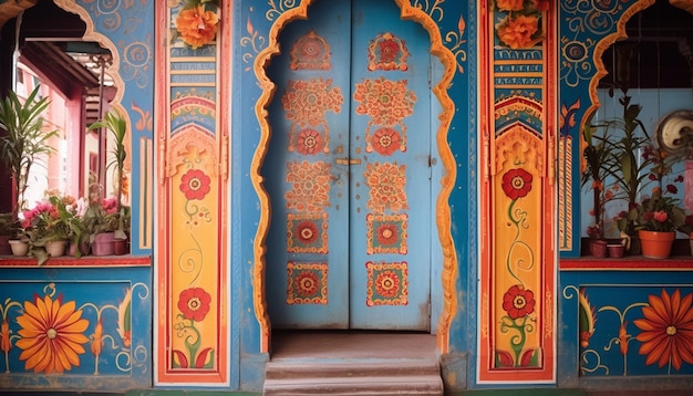 traditional Indian doorways decorated for Gudi Padwa