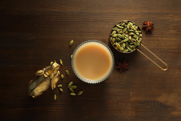 Traditional Indian hot drink with milk and spices Masala tea