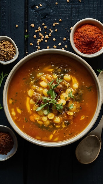 Traditional indian soup lentils